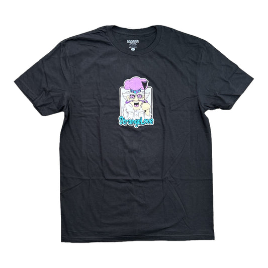 Black tee with picture of cartoon baker on chest