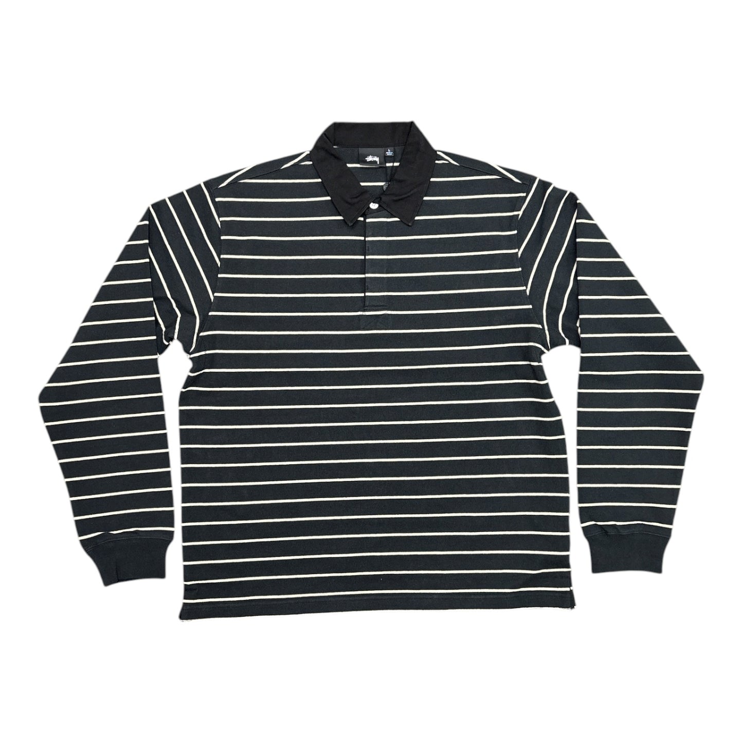 Stussy Pin Striped Rugby- Black