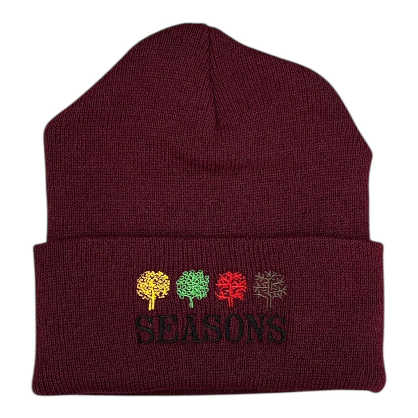 Seasons Trees Beanie- Burgundy