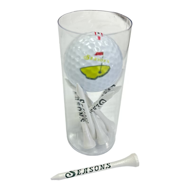 Printed Golf Ball and Golf Tee's labelled Seasons.