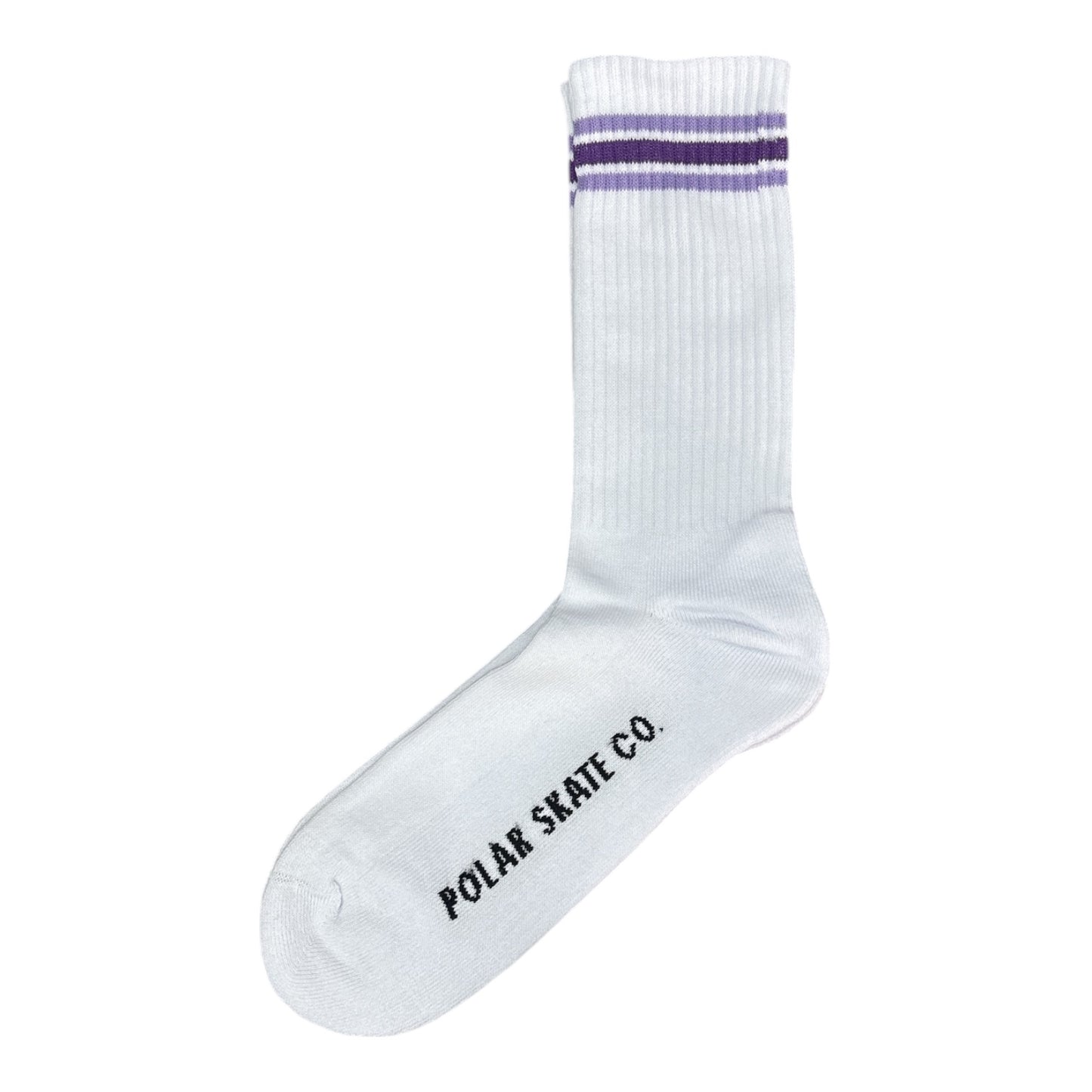 Polar Rib Socks- Striped- White/Lavender