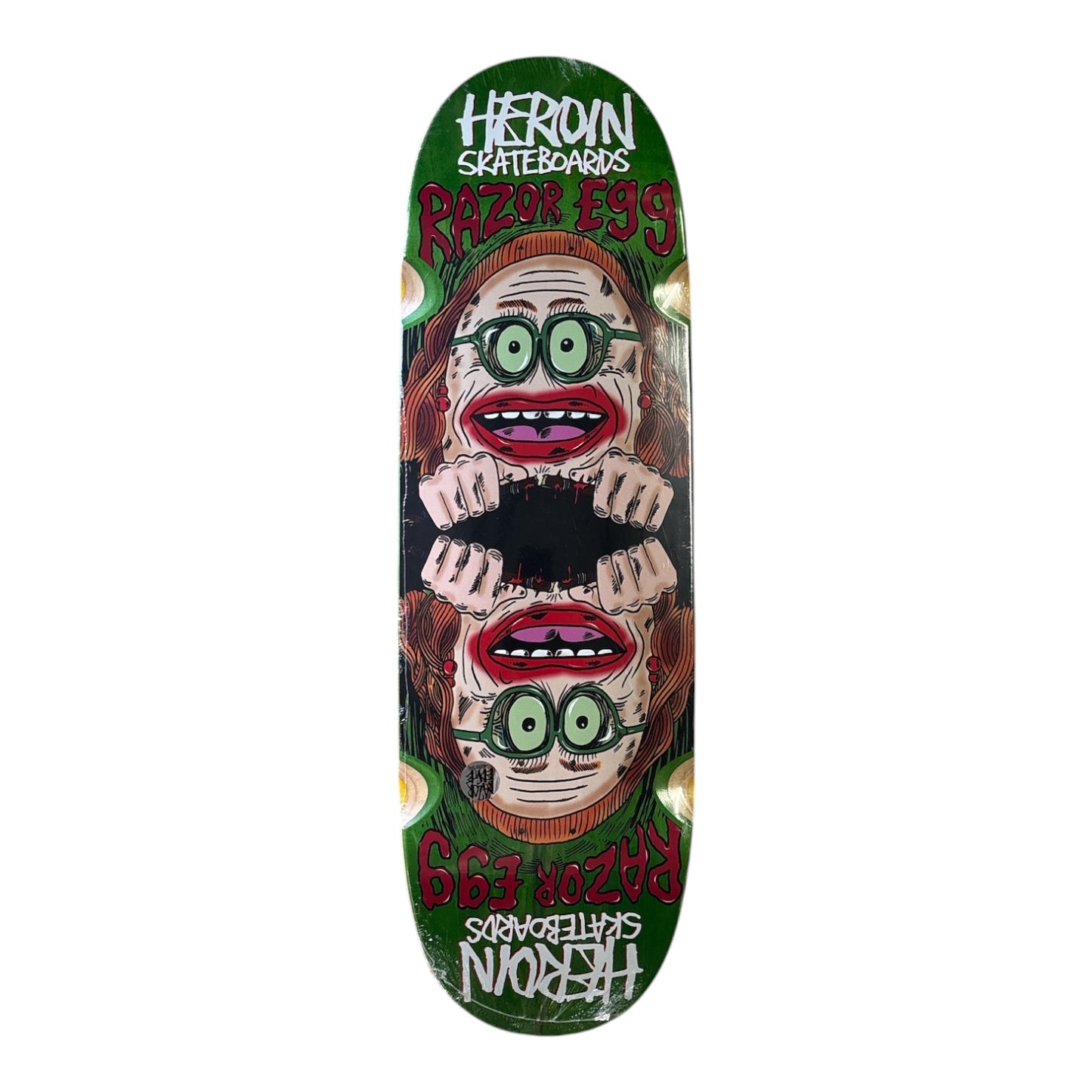 Heroin Team Auntie Razor Edge Egg Wheel Wells Deck- 9.75