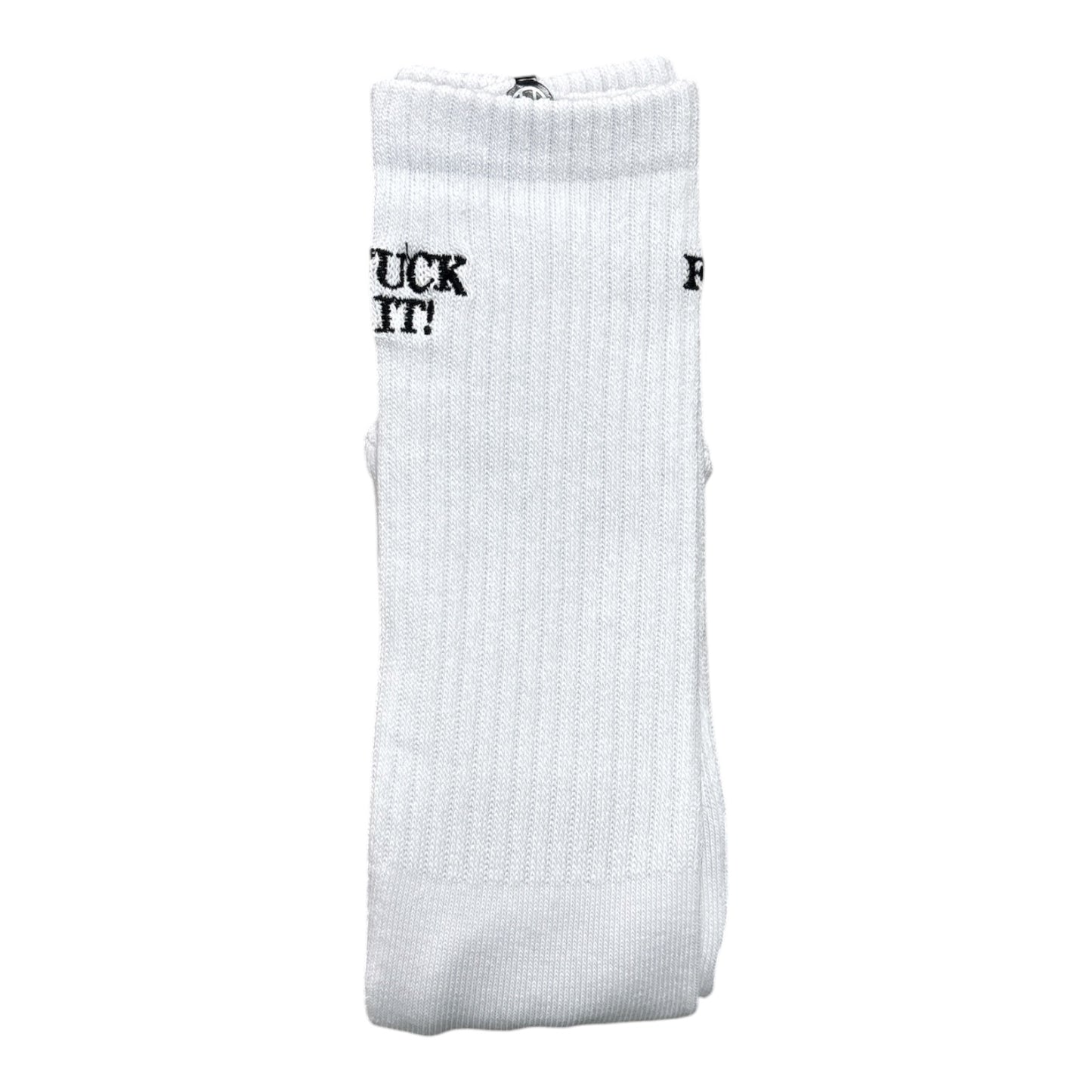 HUF Fuck It Embroidered Crew Socks- White
