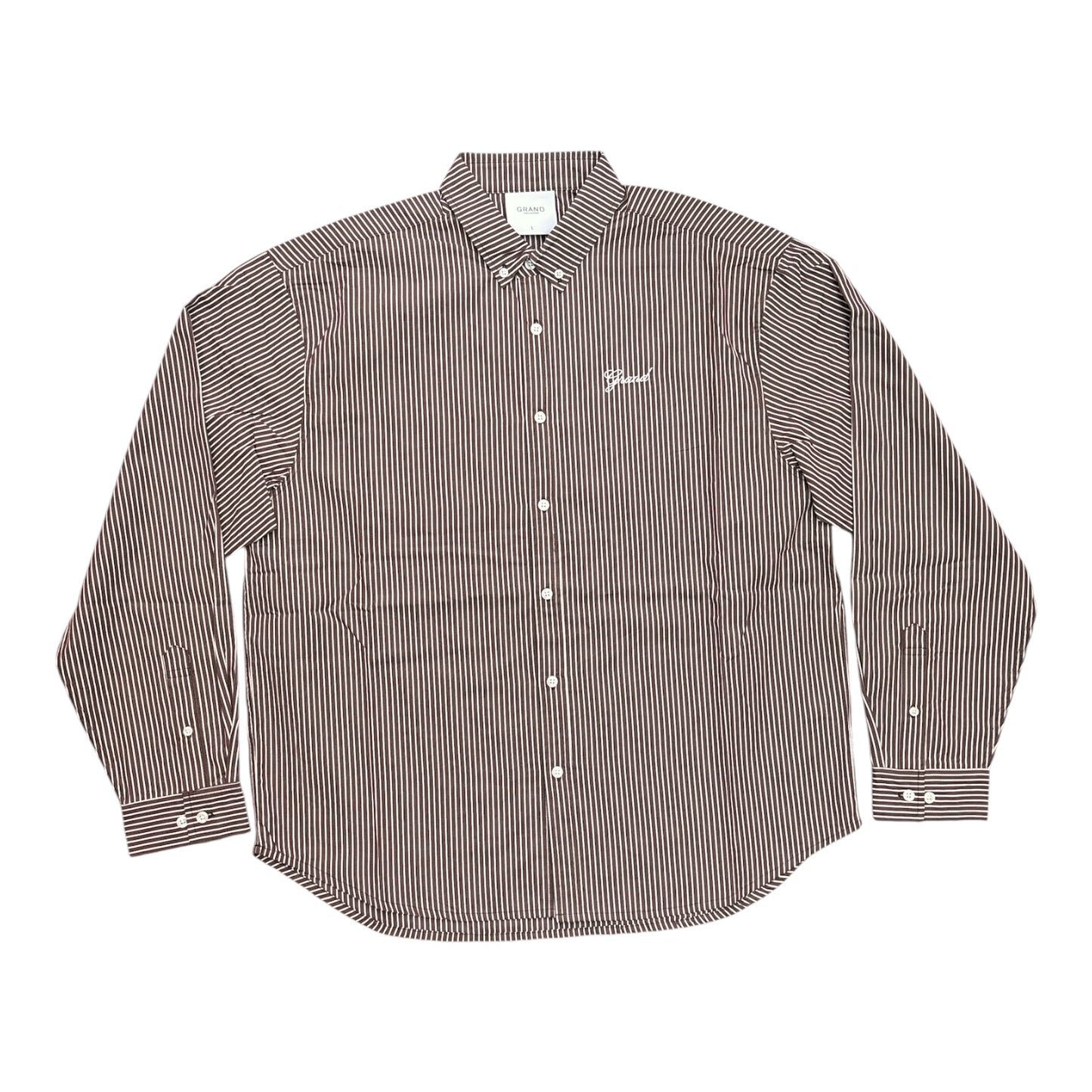 Grand Poplin Striped Shirt- Espresso