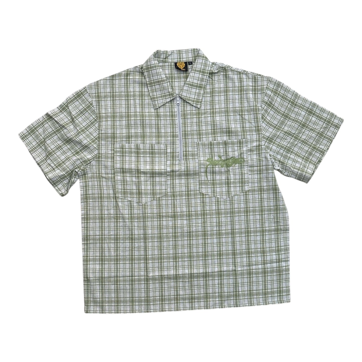 SEXHIPPIES Half Zip Work Shirt- Sage/Grey/White