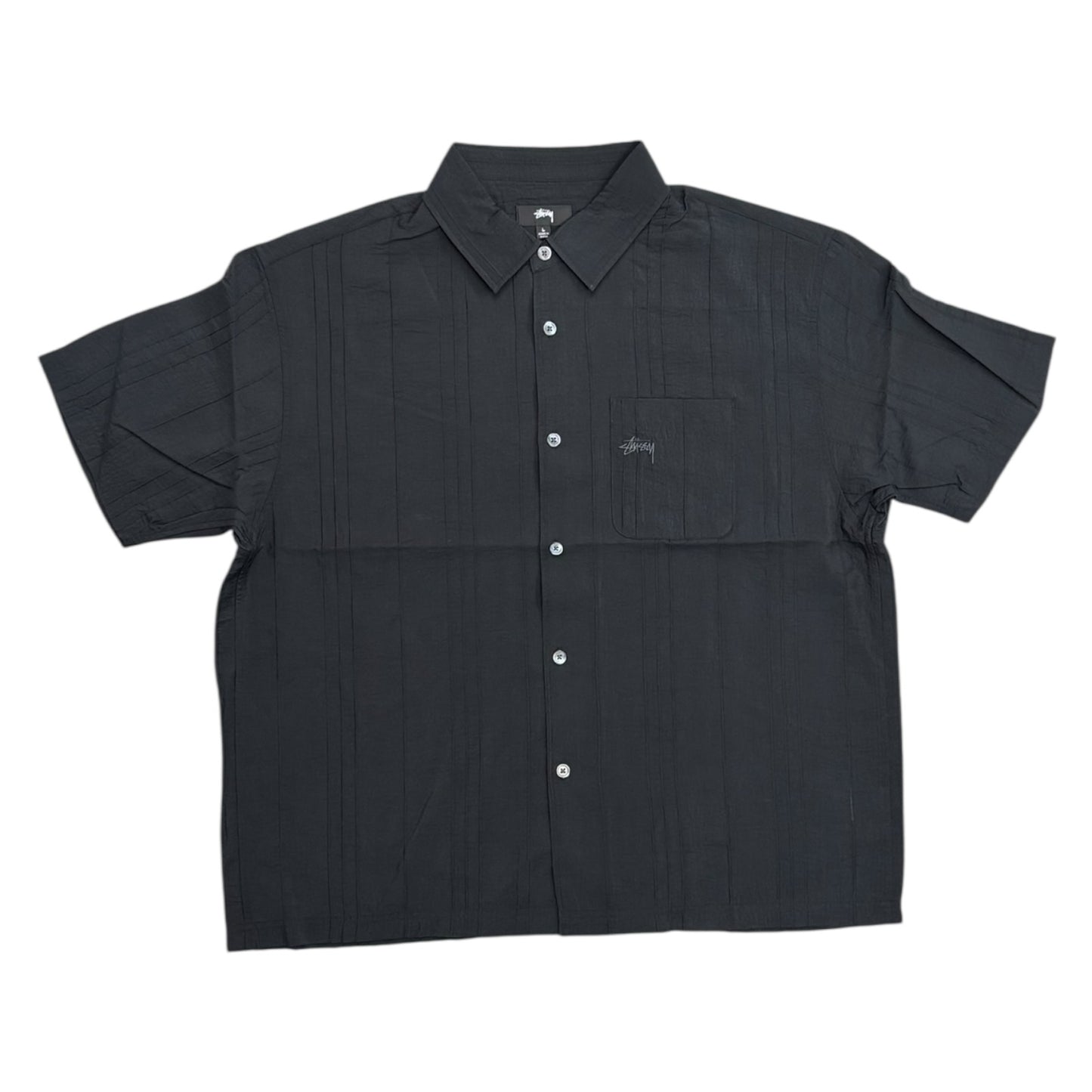 Stussy Pleated Textured Shirt- Black