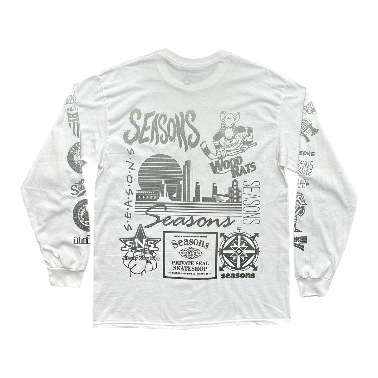 Seasons Logo Vomit L/S Tee- White