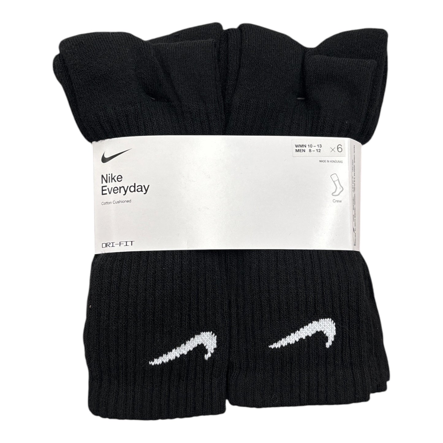 Nike Everyday Crew Socks 6 Pack- Black