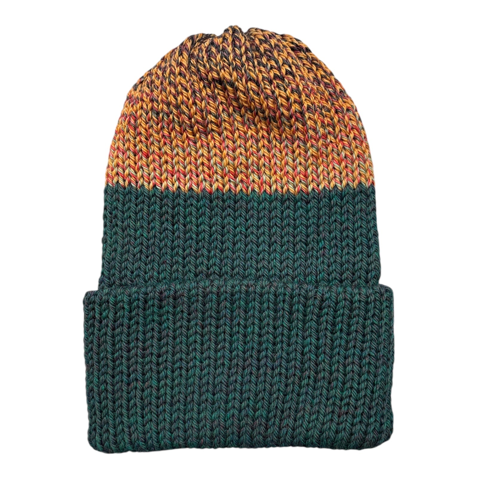Chimney OG Fold Beanie- Blocked With Forest Green Fold