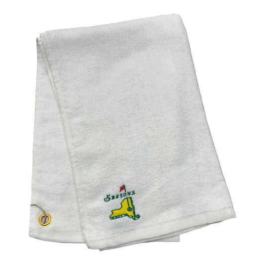 Seasons Embroidered Golf Towel- White
