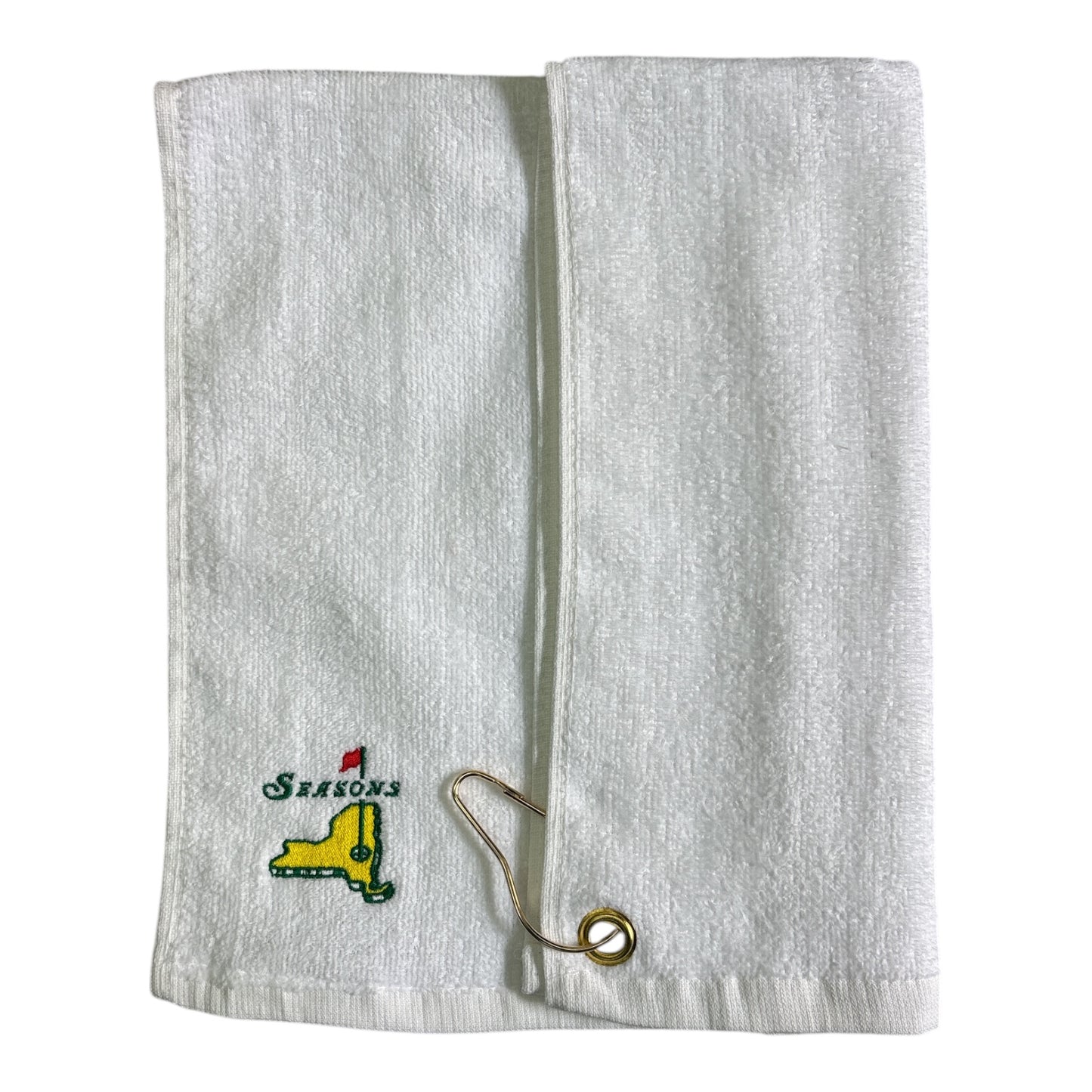 Seasons Embroidered Golf Towel- White