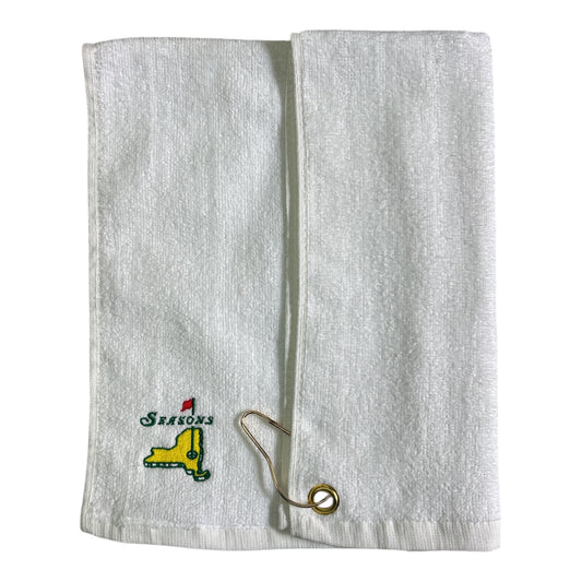 Seasons Embroidered Golf Towel- White
