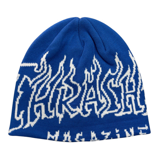 Thrasher Fire Outlined Skully Beanie- Blue