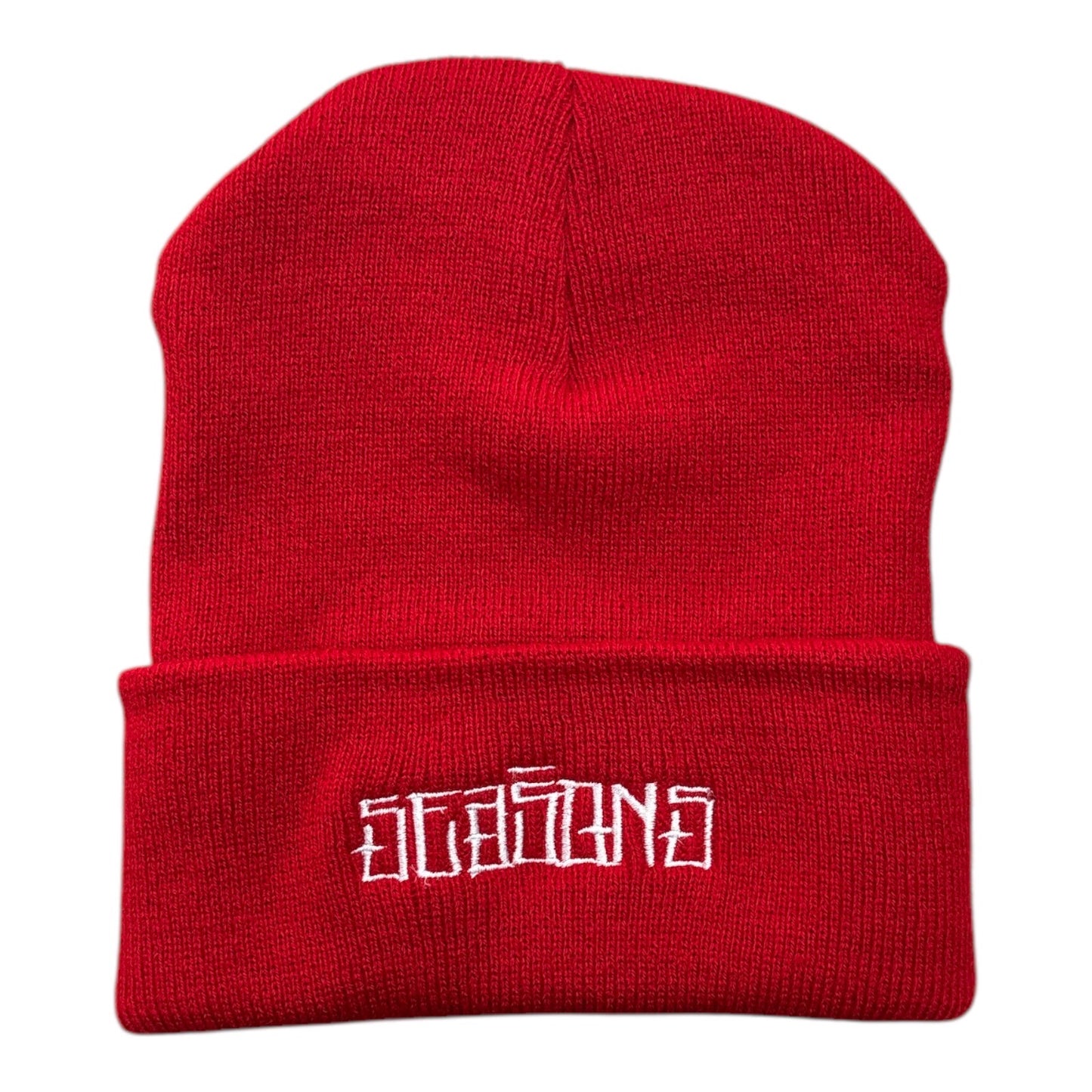 Seasons Stain Logo Beanie Red FRONT