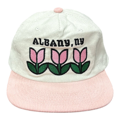 Hemstitch Mill Albany Tulips Hat- White/Pink