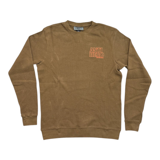 Anti Hero Lil Hero Embroidered Crewneck- Waffle Brown