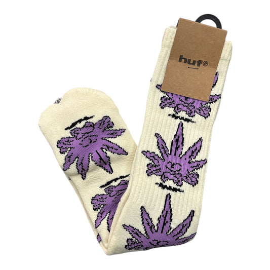 HUF Green Buddy Meditation Crew Socks- Natural