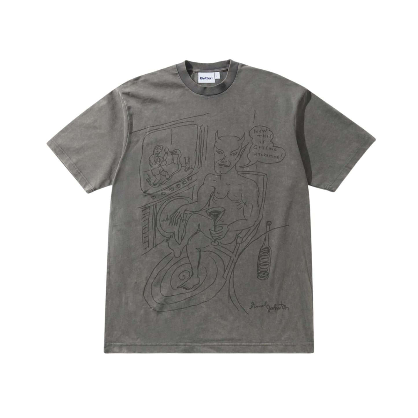 Butter Satan Tee- Black Acid Wash