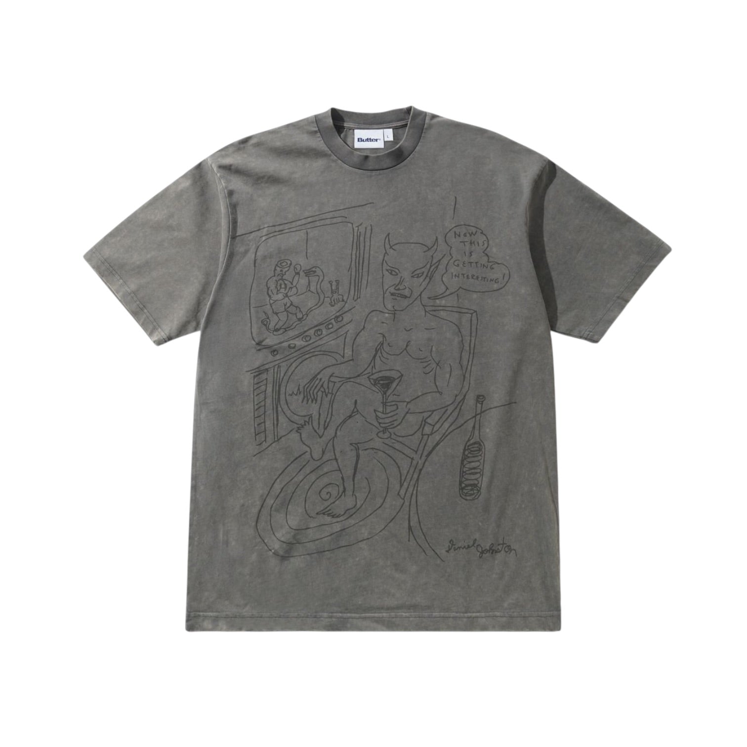 Butter Satan Tee- Black Acid Wash