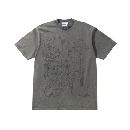 Butter Satan Tee- Black Acid Wash