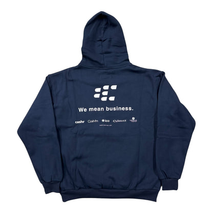Cash Only Business Pullover Hoodie- Navy