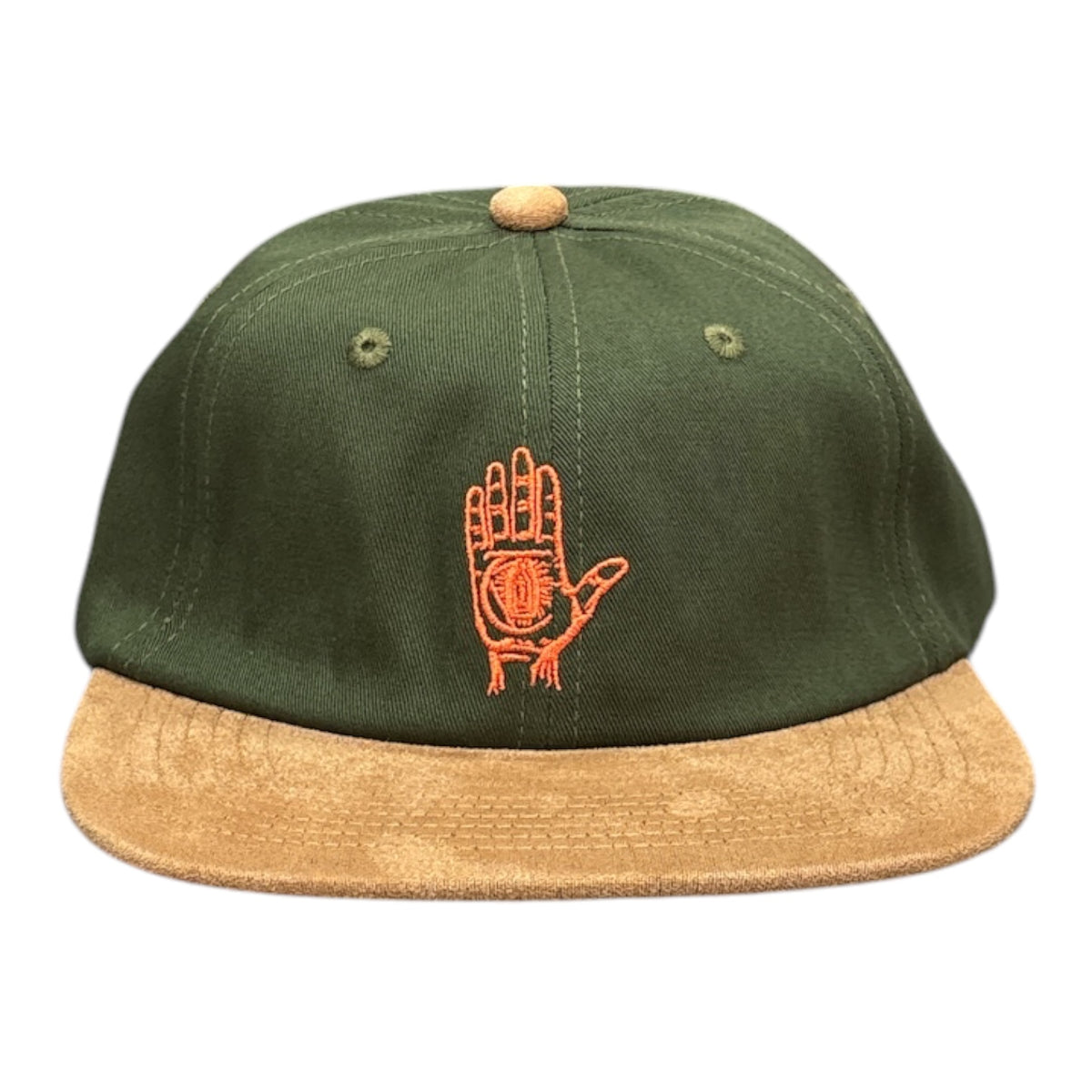 Theories Hand Of Theories Twill & Suede Snapback- Moss/Brown