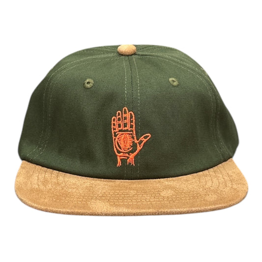 Theories Hand Of Theories Twill & Suede Snapback- Moss/Brown