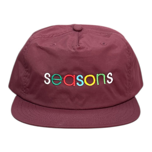 Seasons Stamp Nylon Hat- Burgundy