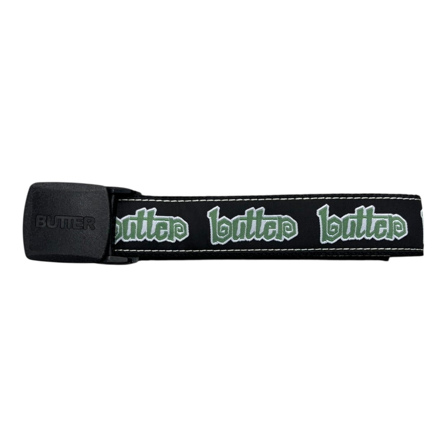 Butter Swirl Woven Logo Belt- Black