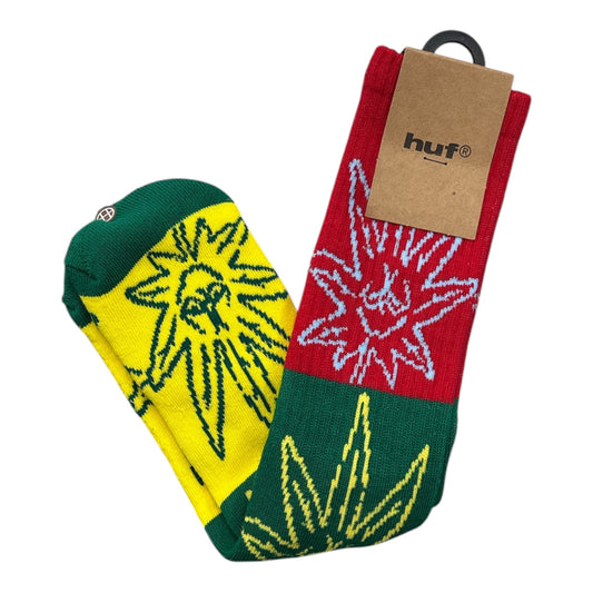HUF Green Buddy Pop Art Crew Socks- Multi