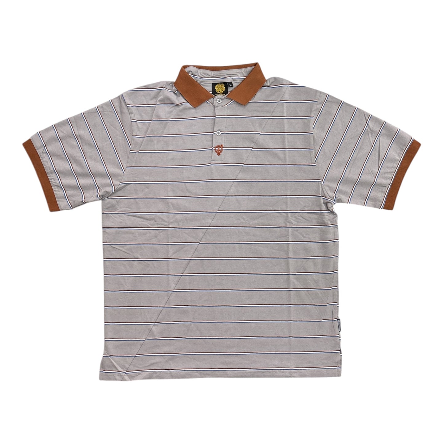 SEXHIPPIES Split Stripe Polo- Grey/Brown/Blue