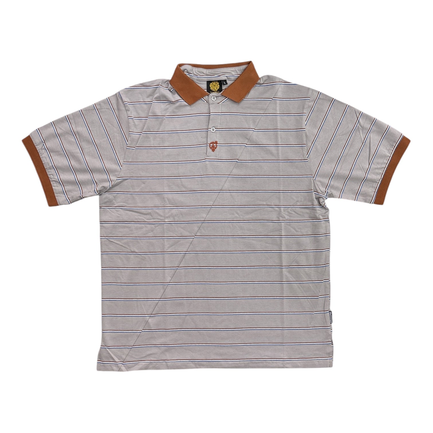 SEXHIPPIES Split Stripe Polo- Grey/Brown/Blue
