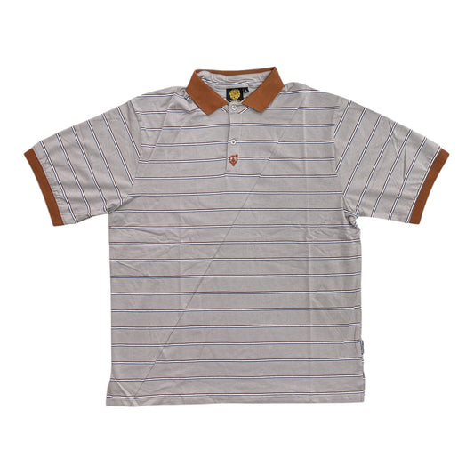 SEXHIPPIES Split Stripe Polo- Grey/Brown/Blue