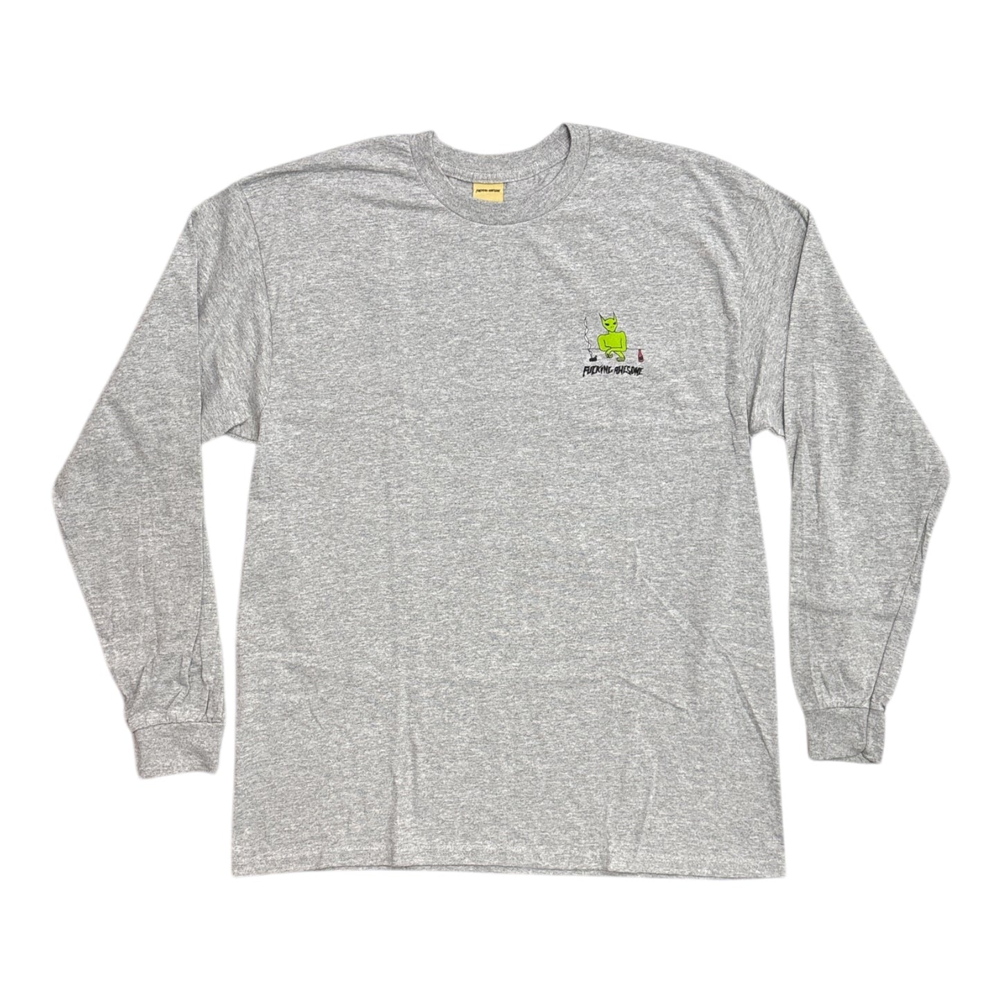 Fucking Awesome Drunk And Sad Long Sleeve Tee- Heather Grey