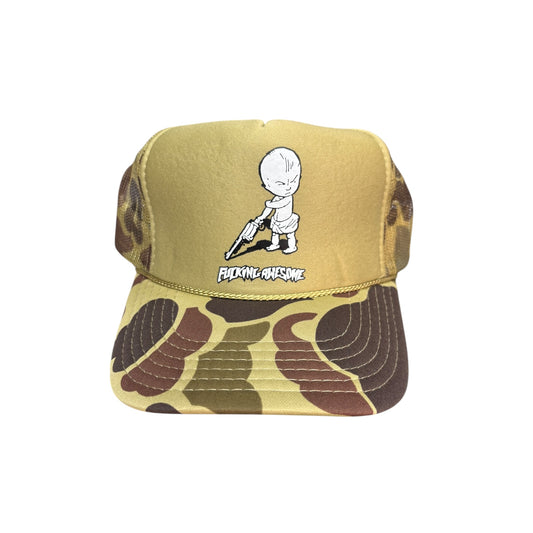 Fucking Awesome Gun Baby Soft Foam Trucker Hat- Washed Camo