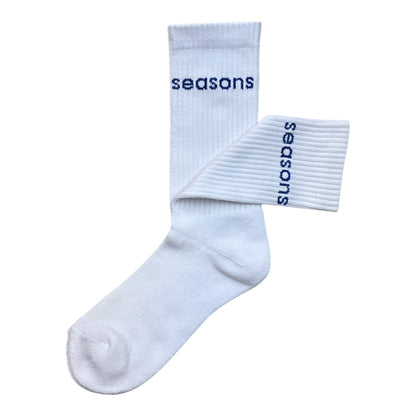 Seasons Little Font Sock- White/Royal