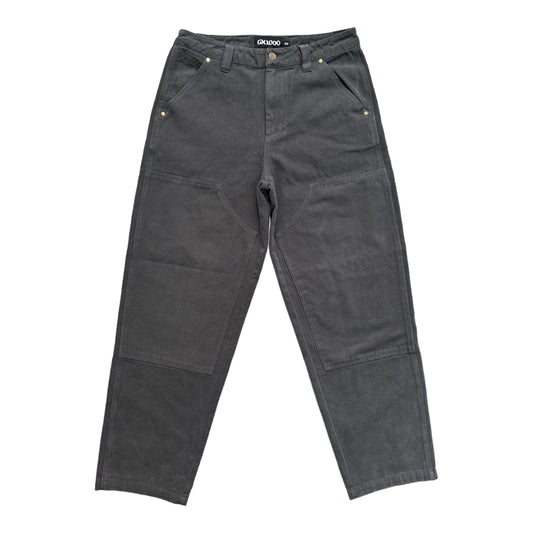 Dark gray cotton pants with double knee