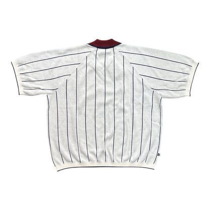 Nike SB Short Sleeve Striped Polo Sweater- Sail/Midnight Navy/Dark Team Red
