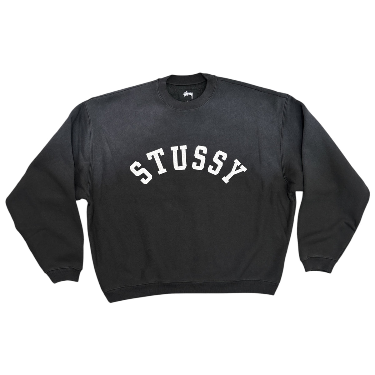 Stussy Sun Faded Oversized Crew- Black