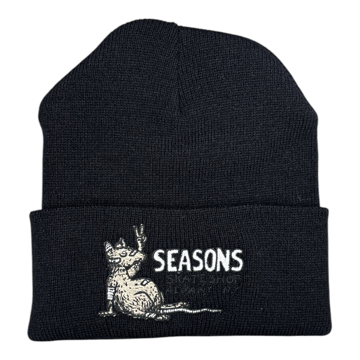 Seasons Tight Knit Rat Beanie- Black
