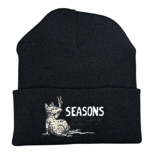 Seasons Tight Knit Rat Beanie- Black