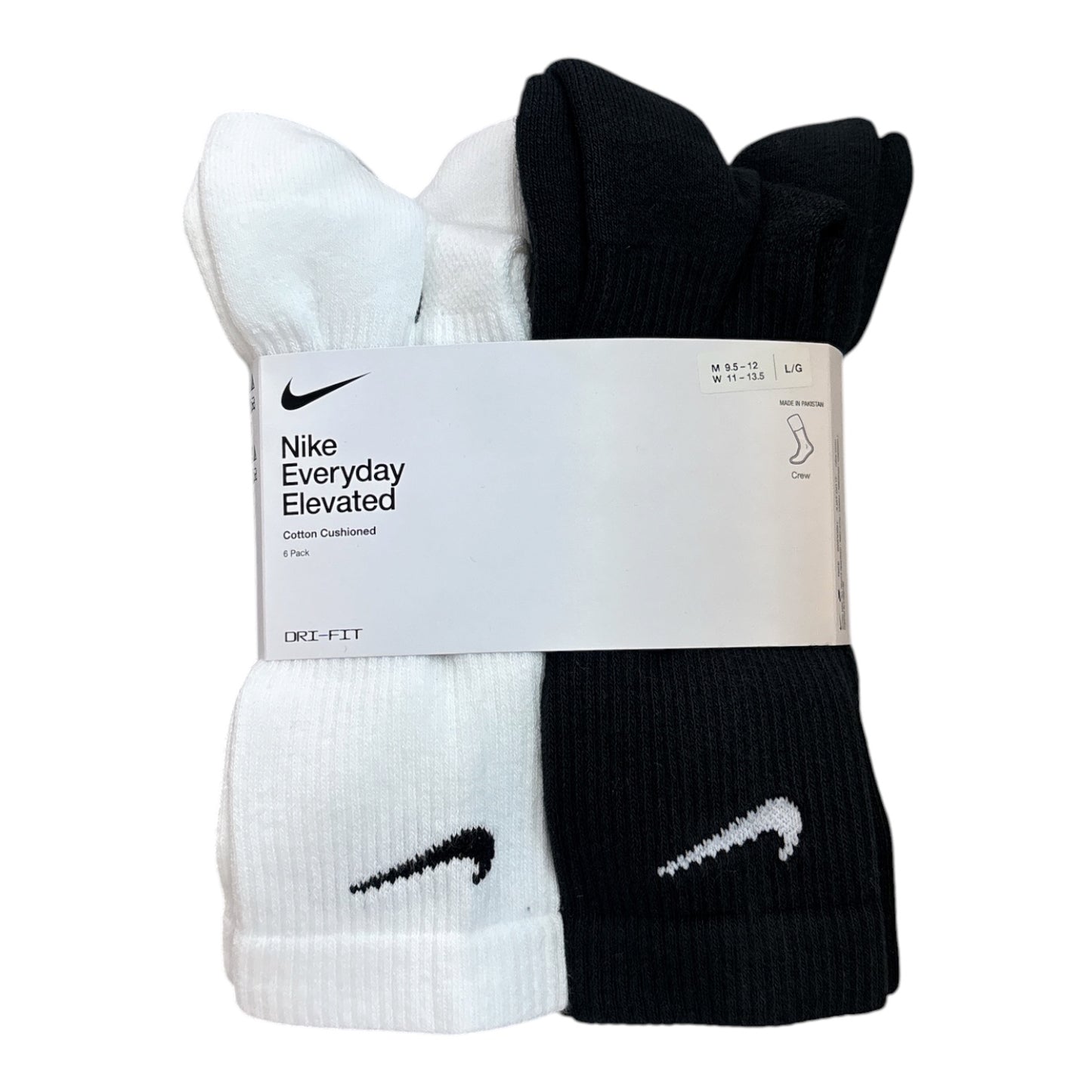 Nike Everyday Elevated Crew Socks 6 Pack- Black/White/Grey