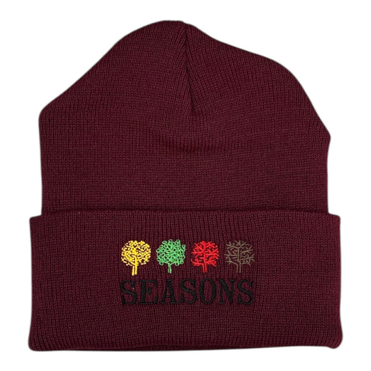 Seasons Trees Beanie- Burgundy