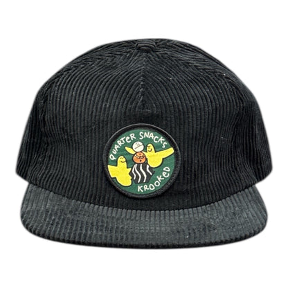 Krooked X Quartersnacks Snackbird Corduroy Snapback- Black