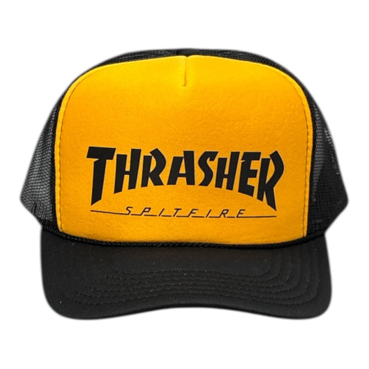Thrasher x Spitfire Trucker Hat- Black/Gold
