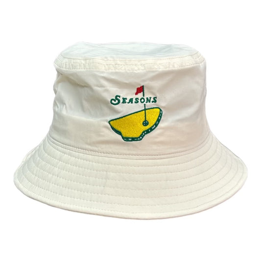 Seasons Embroidered Country Club Nylon Bucket Hat- Cream