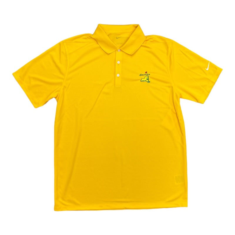 Yellow Nike Dri Fit Polo with Embroidered Seasosn NYS Logo on Left Chest.