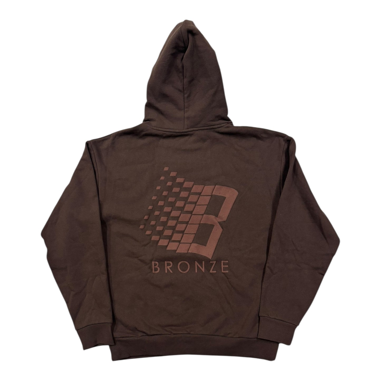 Bronze B Logo Puff Print Hoodie- Brown