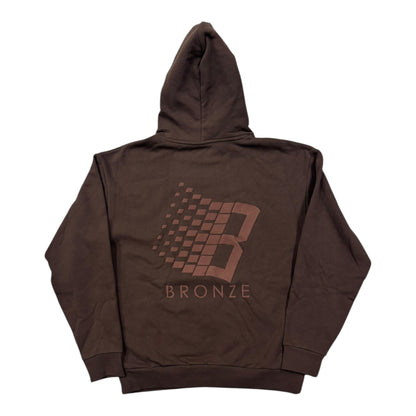 Bronze B Logo Puff Print Hoodie- Brown