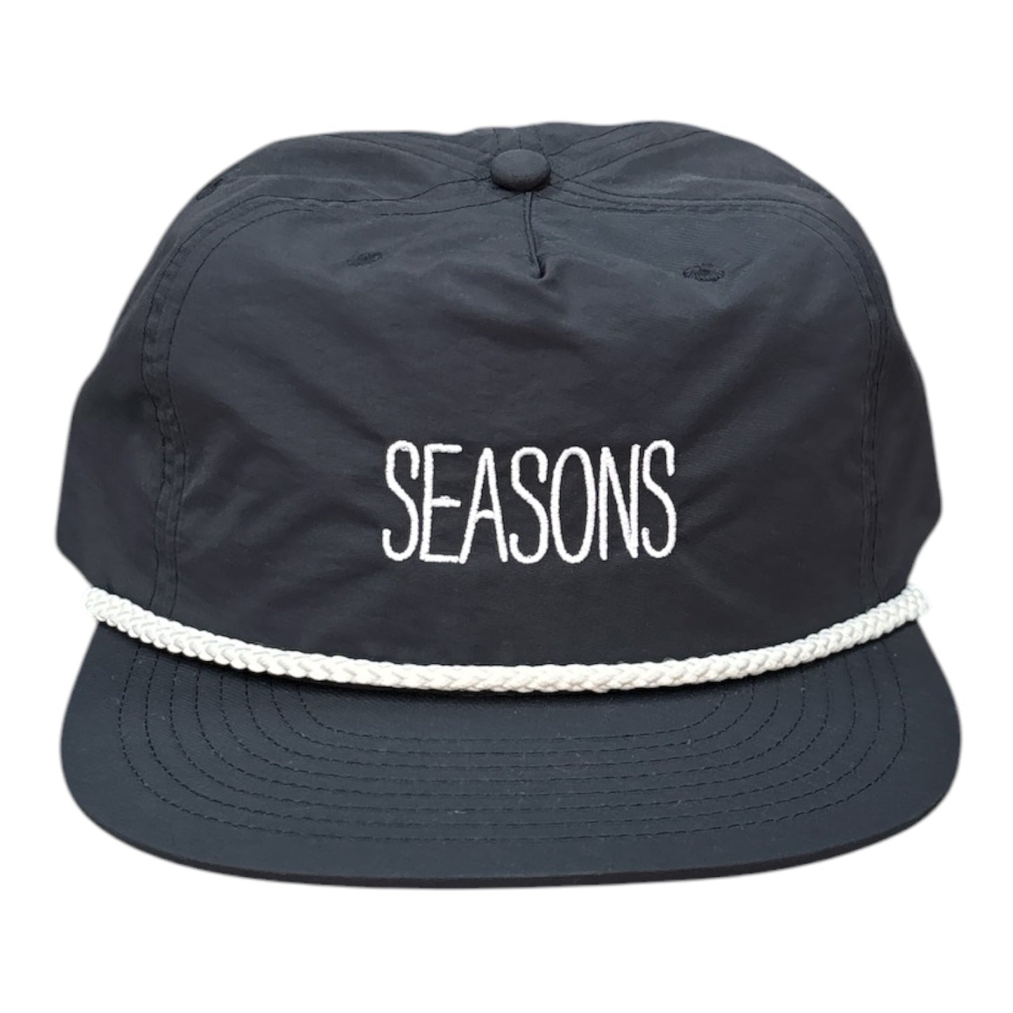 Seasons Skinny Logo Rope Nylon Hat- Black